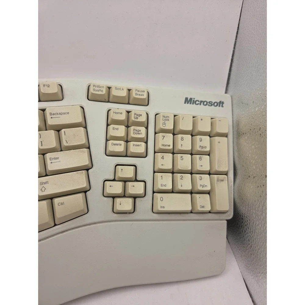Vintage Microsoft Keyboard Natural Elite Ergonomic PS/2 X03-51764 E06401PS2
